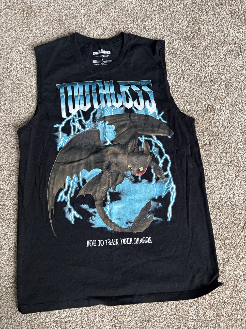 How to Train Your Dragon Toothless Black Muscle Tee - Official Licensed